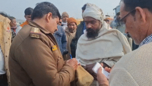 UP NEWS UPDATE :माघ मेला ढाई घाट में कल्पवासी साधु की झोपड़ी में लगी आग